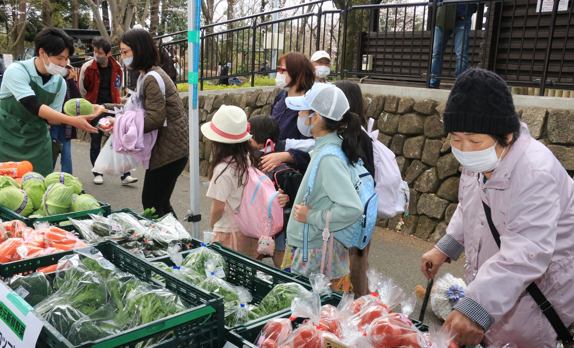 桜の下で地場産ＰＲ（上尾ぐるめ米ランド：上尾市）